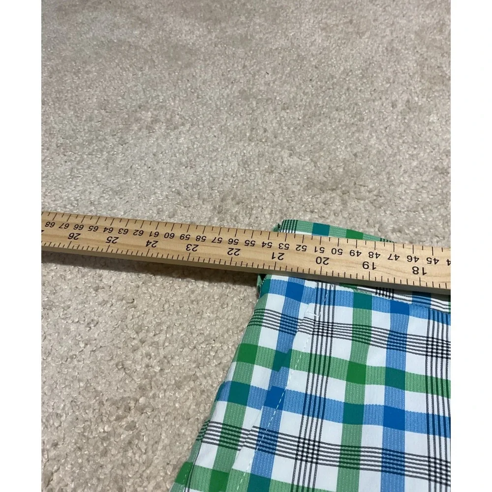 Nike Dri Fit Golf Shorts 42 Mens Blue Green Plaid Performance Stretch Lightweigh
